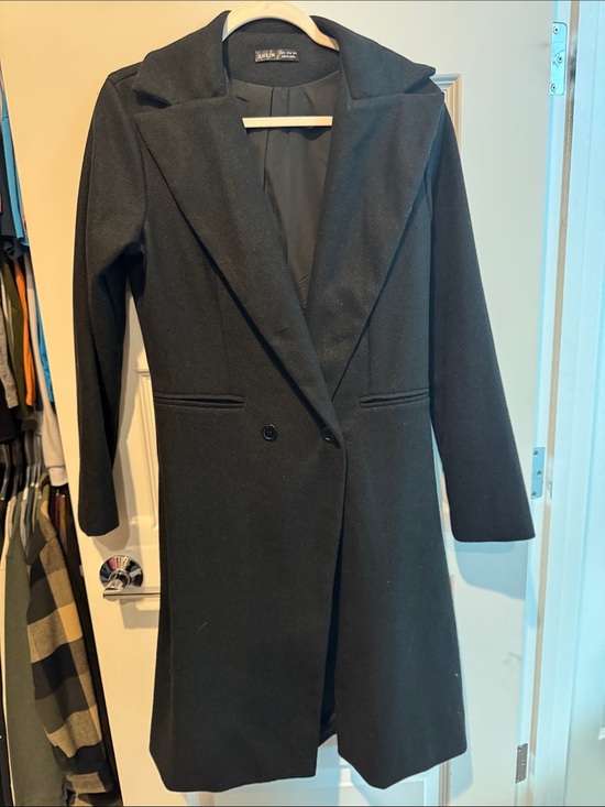 SHEIN Jackets & Blazers - SHEIN Black Women's Pea Coat with Notch Lapel